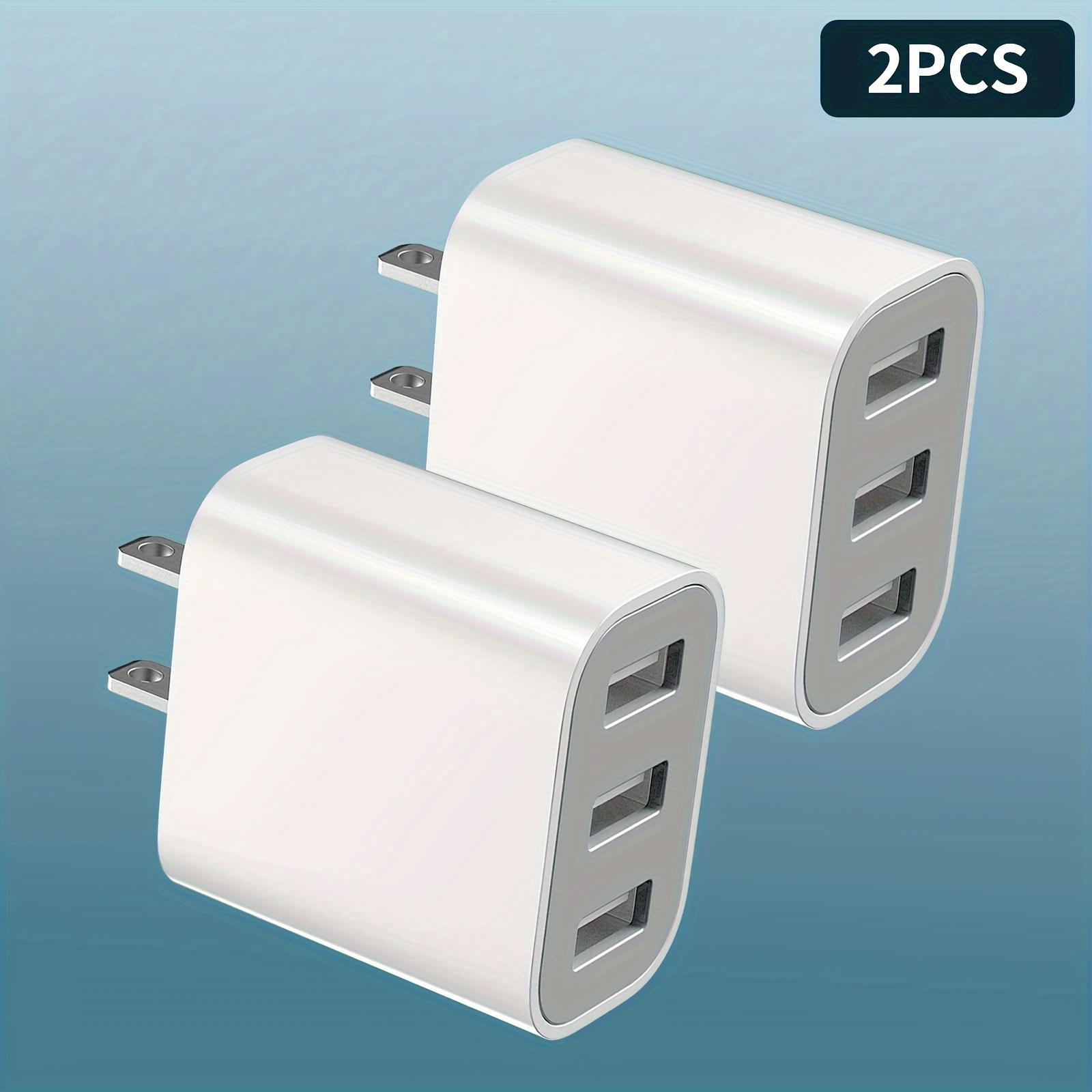 

2pcs Usb Wall Charger, 3-port Fast Charging Adapter, 1.65x1.1x2.32in Compact Size, Compatible With Iphone 14/13/12/11 Pro Max/xs/x/se/8 Plus, Samsung Galaxy S22/s21/s20, Quick Charge Travel Plug Brick