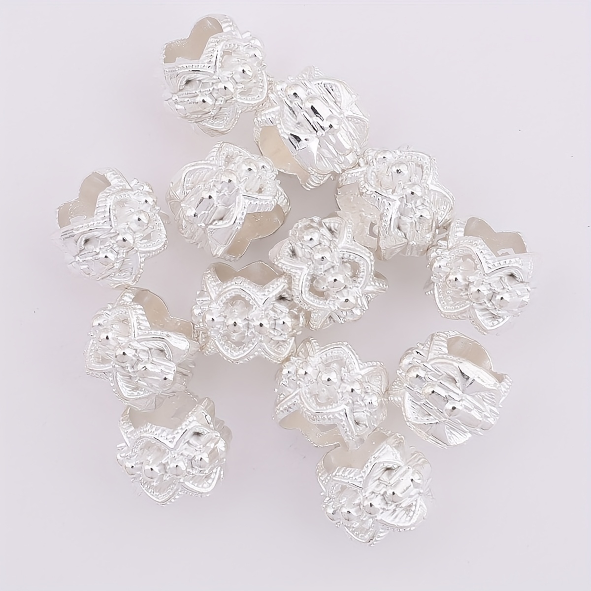 E-shop 30 Stück Elegante Große Lochraum-Spacer-Perlen, Dekorative Besen, Zinklegierung-Spacer-Perlen für DIY-Schmuckherstellung, Ideal für Halsketten,