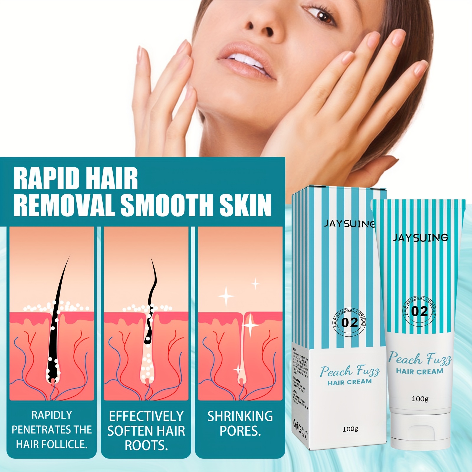 100g peach fuzz hair cream facial hair removal cream gentle soothing hair removal for women