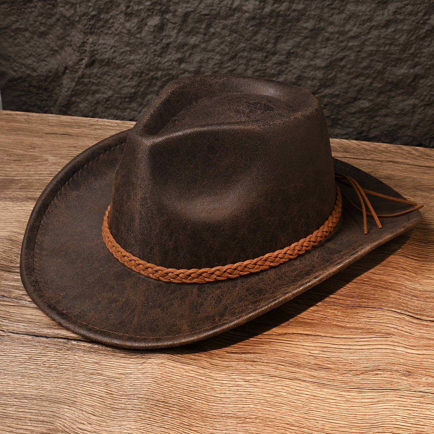 E-shop Verdickte 5-lagige Kartonverpackung und Hutstütze, neuer amerikanischer Retro Western Cowboy Hut Filzhut, einfaches Accessoire Cowboy Herren und