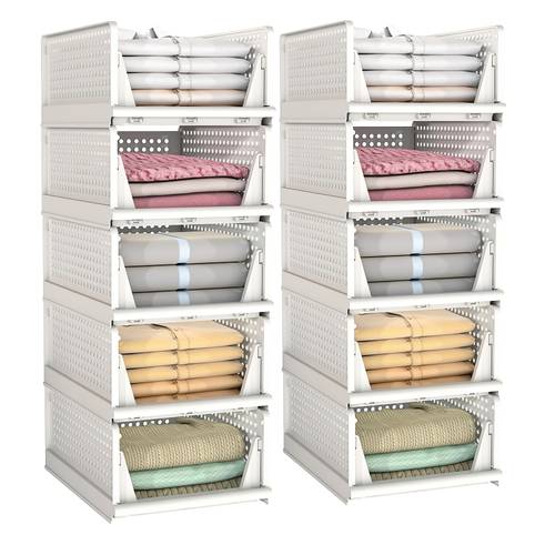 10 pack stackable closet storage basket stackable storage bins multifunctional foldable closet organizer waterproof wardrobe cupboard space saving hat storage drawer organizer white under bed storage
