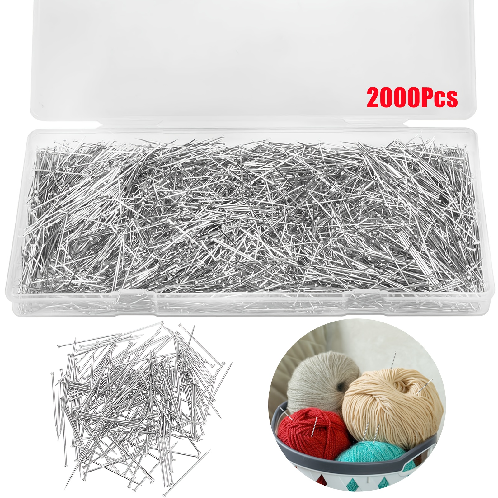 TEMU 2000pcs Straight Pins For Sewing, 1 Inch Pins, Stainless Steel Fine Sharp Pins With , Craft Pins For Jewelry Making, Diy, Quilting, Fabric, And
