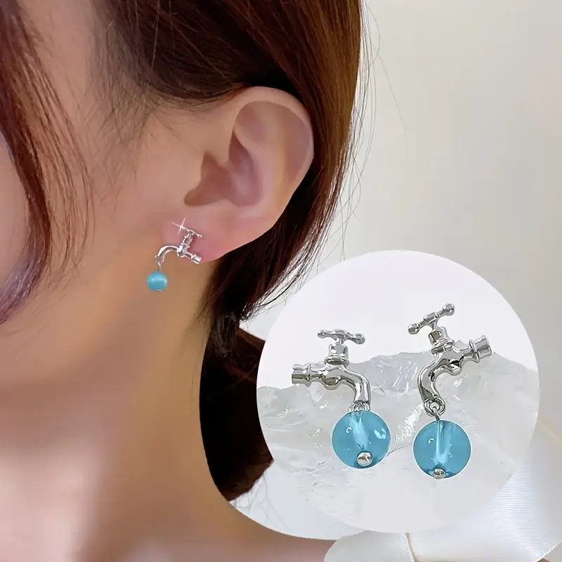 fashionable and cute earrings faucet shape earrings for women and girls sweet and essential gift earrings for party holidays details 1