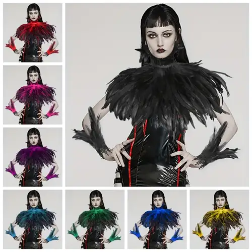 Scialle Gotico In Piume Nero - Per Halloween, Carnevale, Cosplay E Feste In Maschera - Foto 7