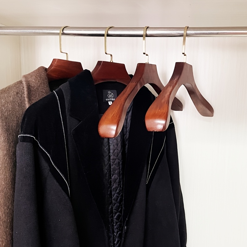 

2pcs Premium Solid Wood Hangers With Wide Shoulders - Non-slip, Polished For Coats, Suits & Clothes - Ideal For Home, Retail Stores & Hotels