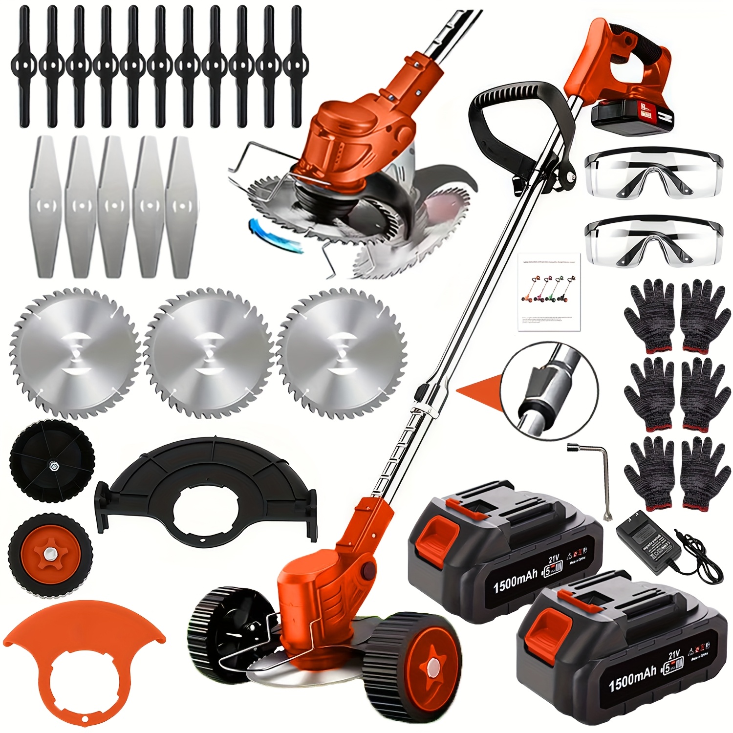portable home cordless electric lawn mower yard weeder cordless lawn mower with 3 models of blades and two high capacity lithium ion batteries   lots of gifts suitable for lawn yard   for father husband fathers day gift details 1