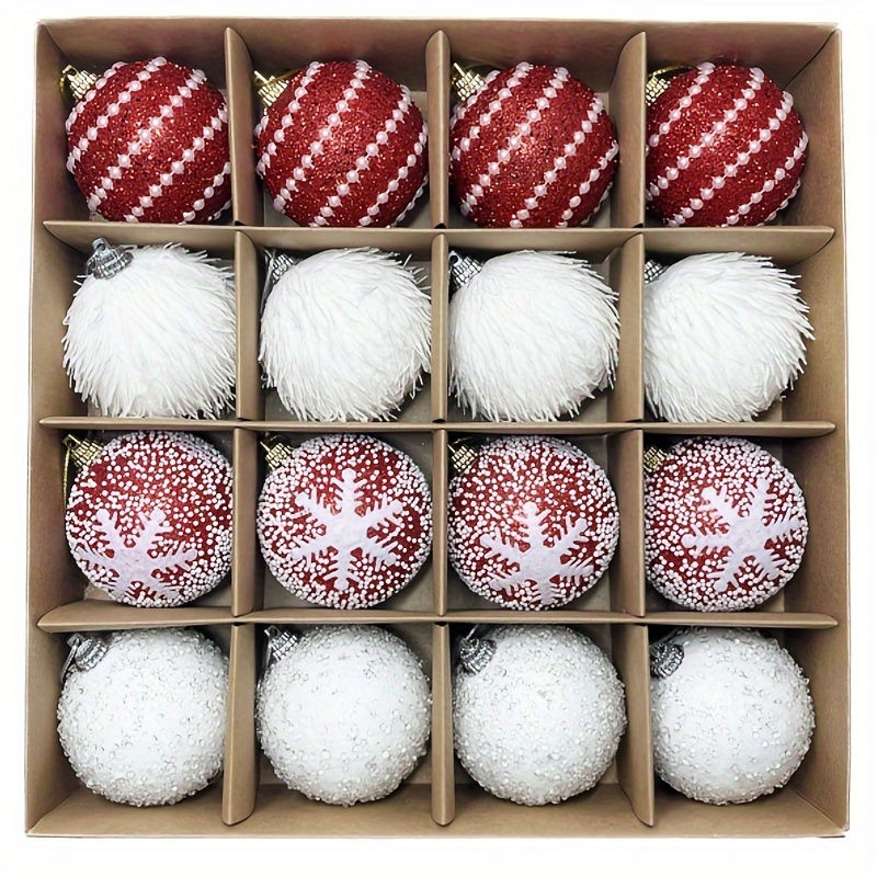 16pcs Christmas Ornaments Set, Shatterproof Plastic , Decor For Hanging, Decoration, Christmas Party Supplies