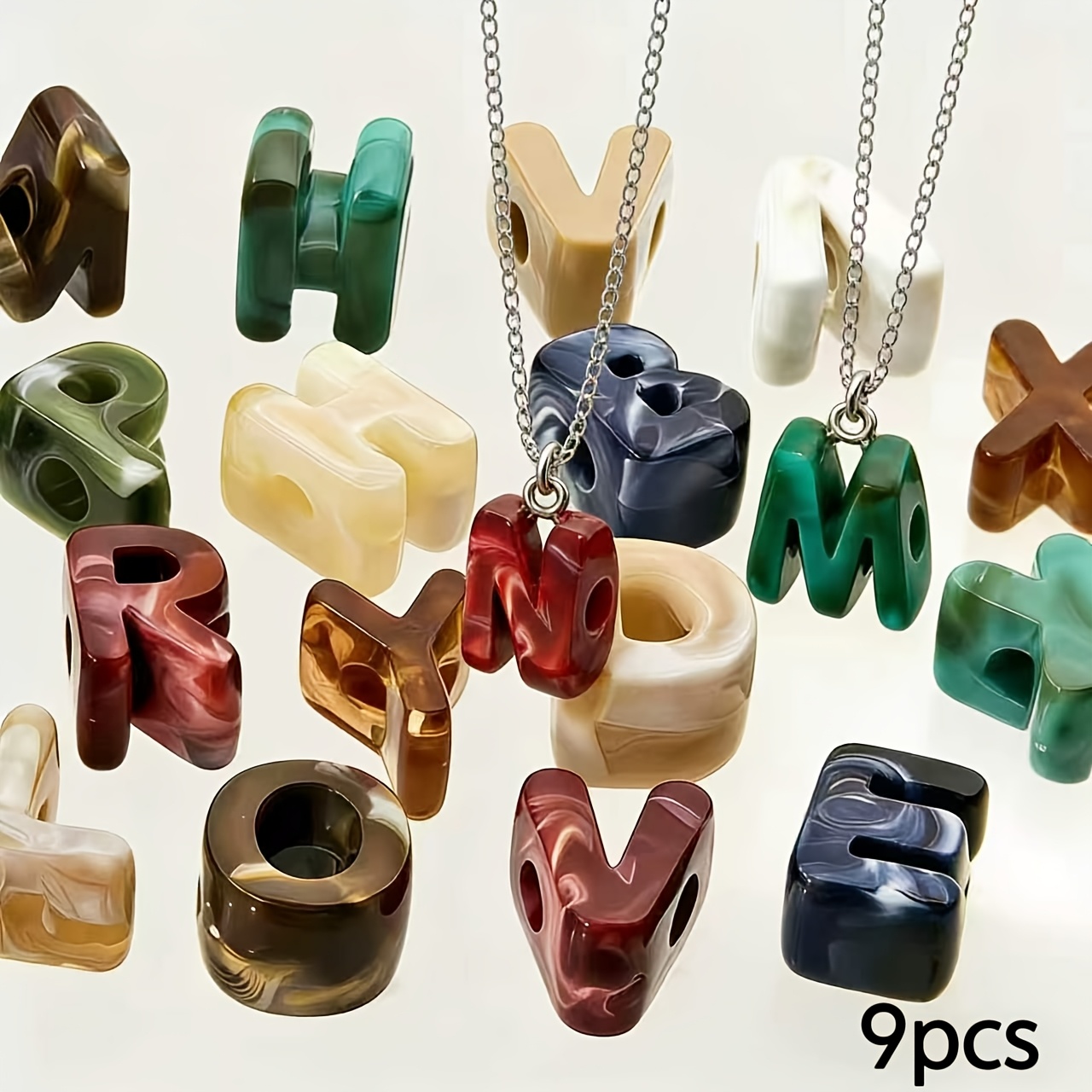 TEMU 20x14mm/9pcs Acrylic Letter Decorative Beads, Mixed Colors Random Pack, Diy Apparel Decoration Accessories, Handmade Jewelry Materials, Craft