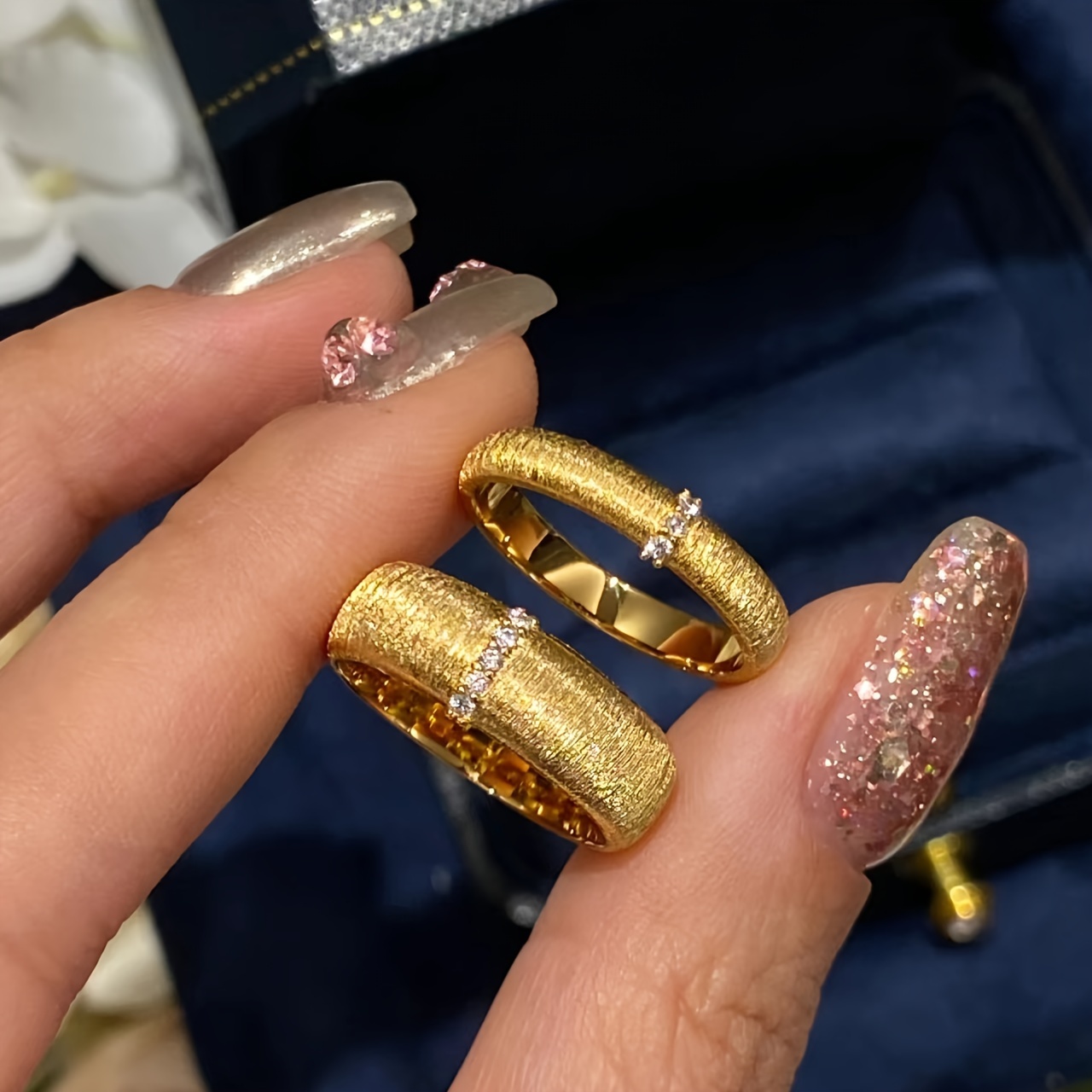 

French Plated 18k Gold Style Ladies Synthetic Zirconia Adjustable Fashion Ring