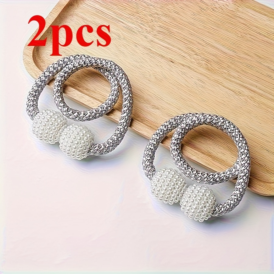 TEMU Set Of 2 Magical Pearl Decorative Curtain Ties, Elegant Polyester Rope Holders. Suitable For Home And Room Decor, Stylish Curtain Additions For