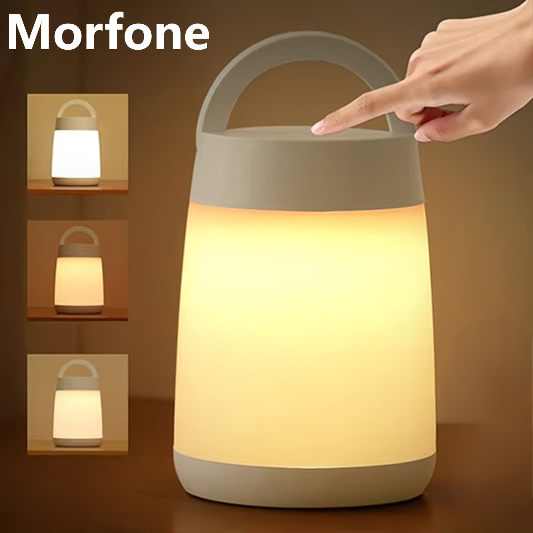 

1pc Morfone Touch Dimmable Led Bedside Lamp, 3 Color Temperatures, Usb Rechargeable 1500mah Battery, Wireless Desk Light For Bedroom Living Room, Ideal Christmas Gift