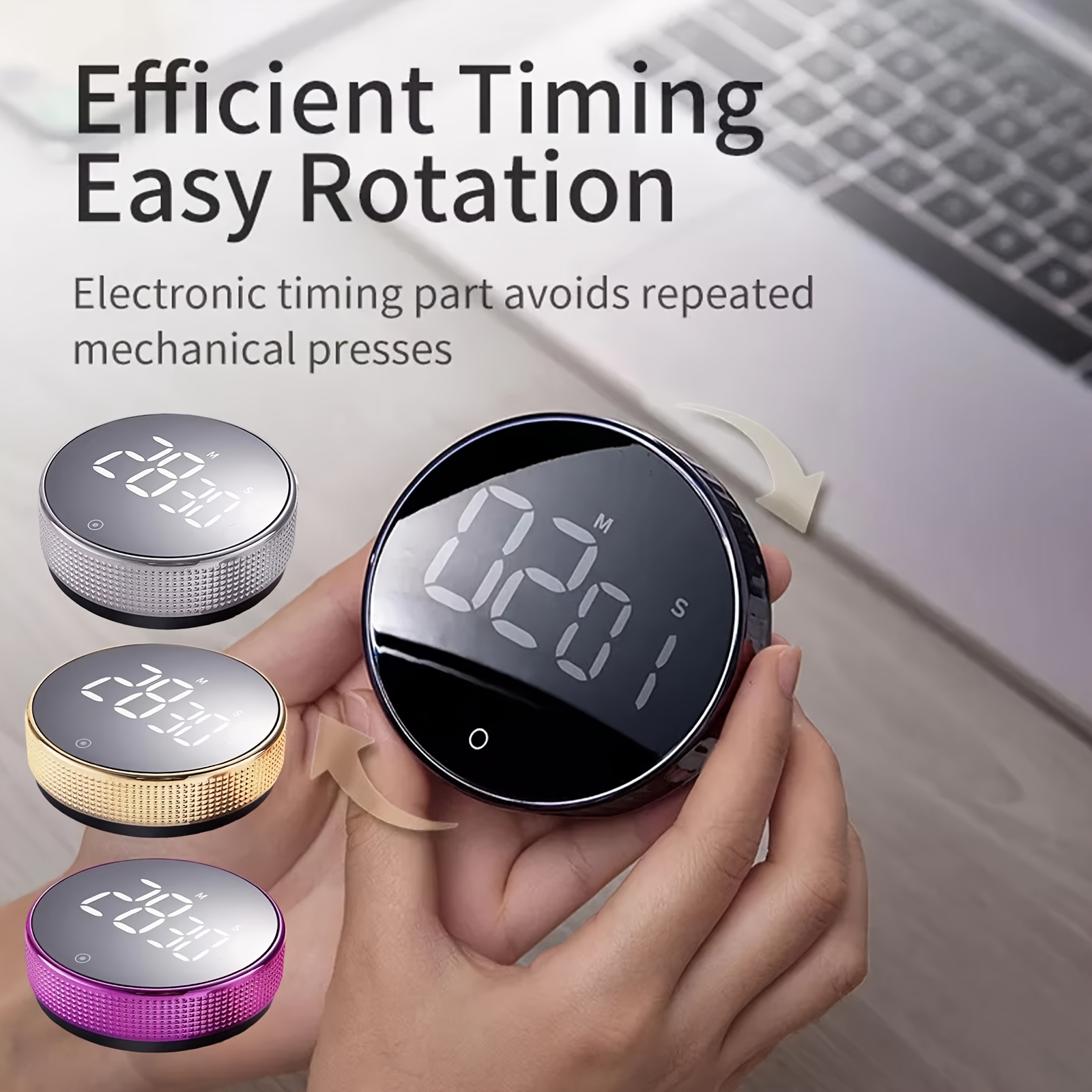 Magnetic Digital Kitchen Timer with LED Display & Alarm - Battery-Powered Stopwatch, 9999 Minutes, Portable for Cooking, Study, Shower, Home & Office Use, Timer Kitchen, Textured Grip Base