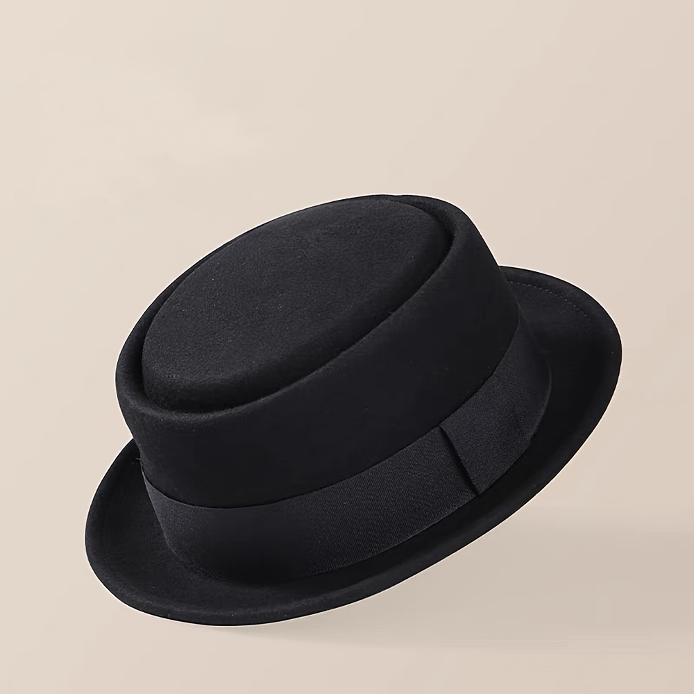 *'s Fashion Fedora Hat, Flat Pie Style, Gentleman Dad Bowler Jazz Hat,  Polyester and Spandex, Hand Washable
