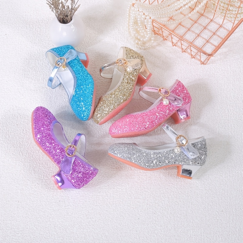 2023 princess glitter crystal high heels wedding - Temu