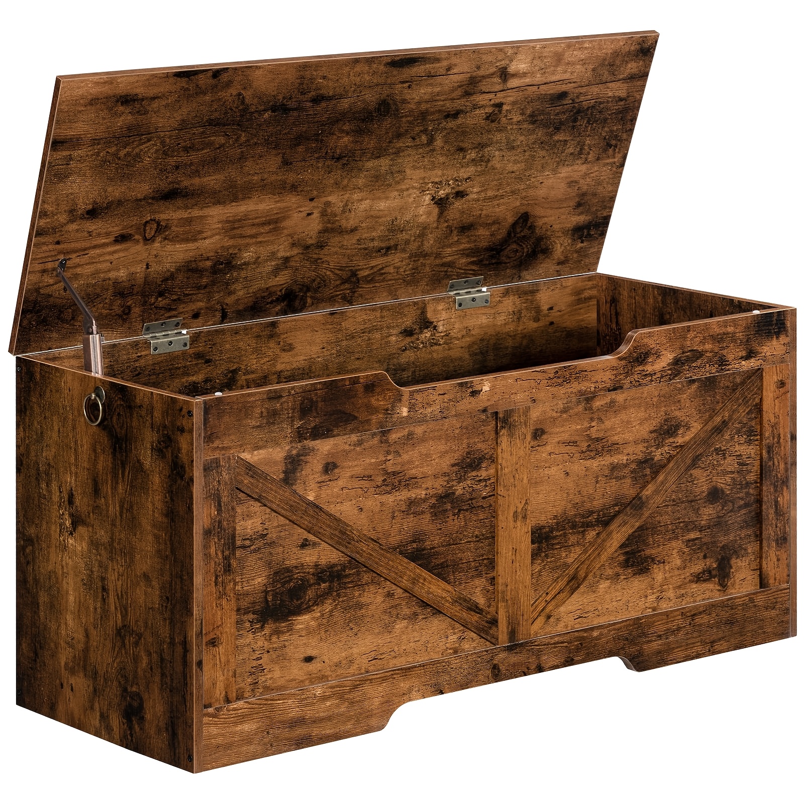 TEMU Box, Bench With Storage Space, Storage Box With Lid, Chest Bench, Storage Box, 2 Rings, 100 Cm, Sturdy, Stable, For Bedroom, Hallway, Living