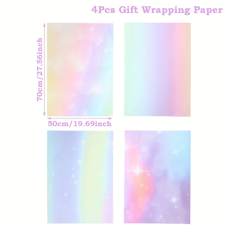 4pcs,colorful Gift Wrapping Paper,50*70cm,happy Birthday Packing Paper,baby Shower Party Supplies,wedding Party Decor,bridal Shower Decoration,event Party Gifts Packing Paper