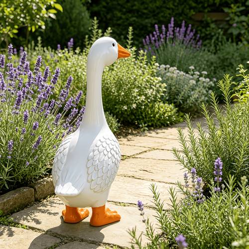 outdoor goose garden statue weather resistant resin porch goose figurine for lawn yard patio farmhouse decor