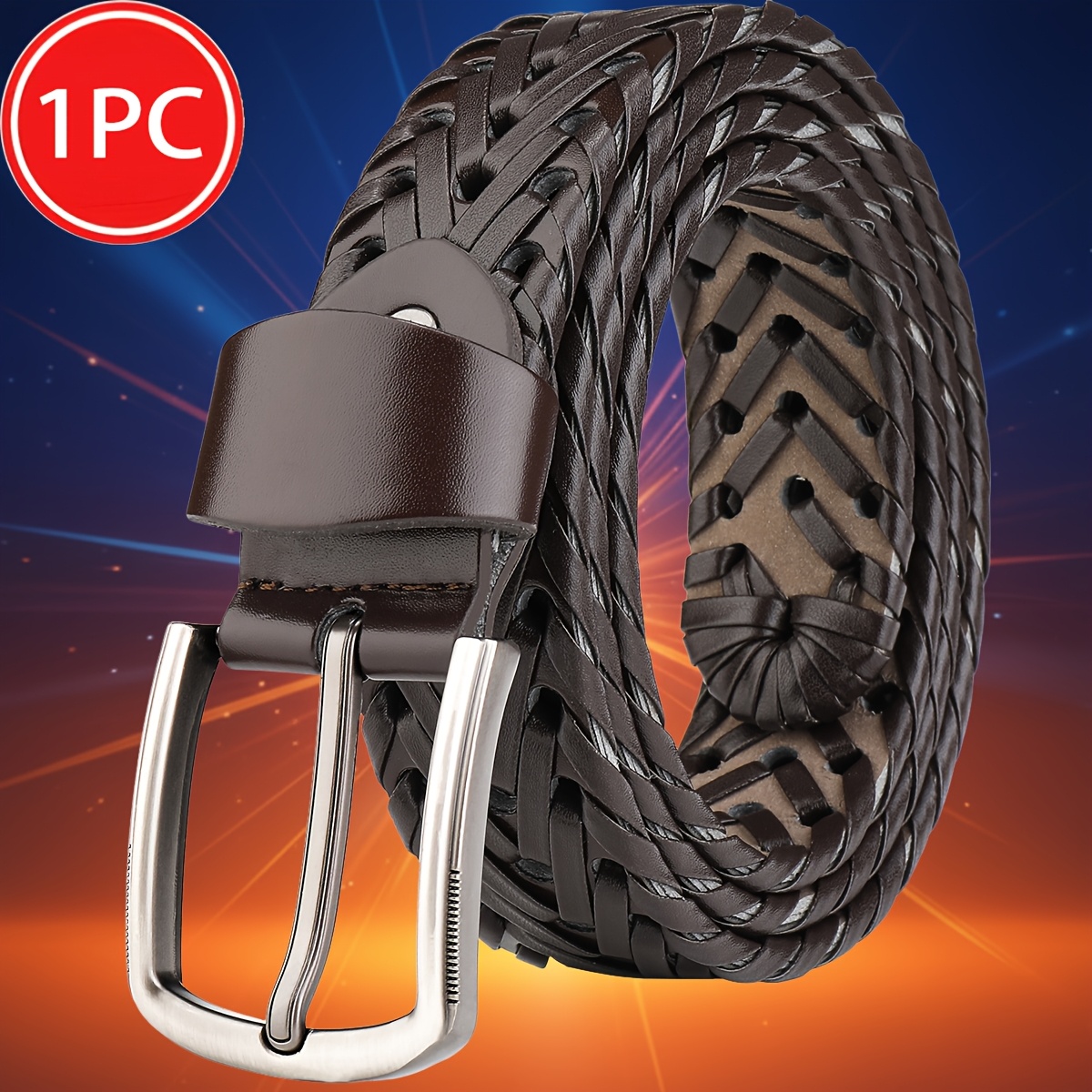 3pcs Casual Men's Belt Set with Needle Buckle Design