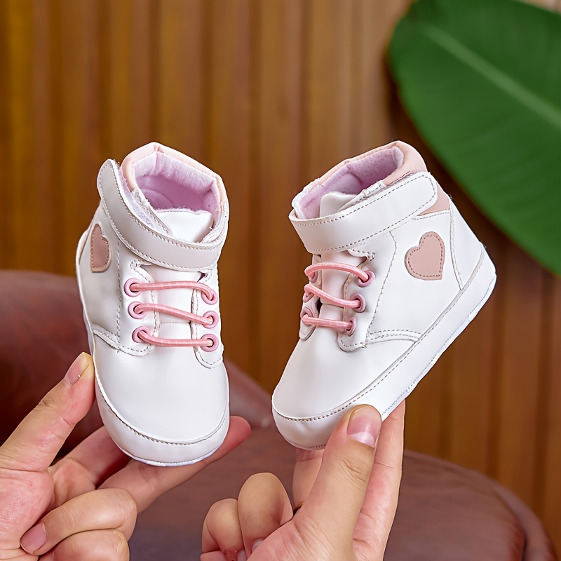 Infant Sports Sneakers, Casual Mid-Top PU Upper with Fabric Inner & Sole, Solid Color, Adjustable Closure, for Daily Wear, Spring/Fall Season, Suitable for Ages 0-1, Indoor Outdoor Sneakers | Midtop Sneakers | Pu Upper Sneakers, Baby Shoes