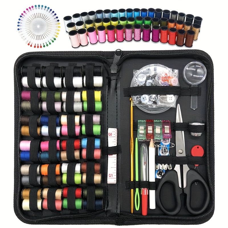 

172pcs Deluxe Sewing Kit For Home & Travel - Portable Black Fabric Case With Colorful Threads, Needles, Scissors & More - Essential Multifunctional Hand Sewing Set, Sewing Supplies Accessories