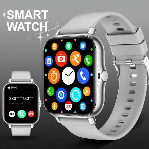 smart watch wireless wireless mens and womens smart watch 1 83 inch full screen touch answering calls pedometer mode call message reminder multifunctional smart watch suitable for iphone and