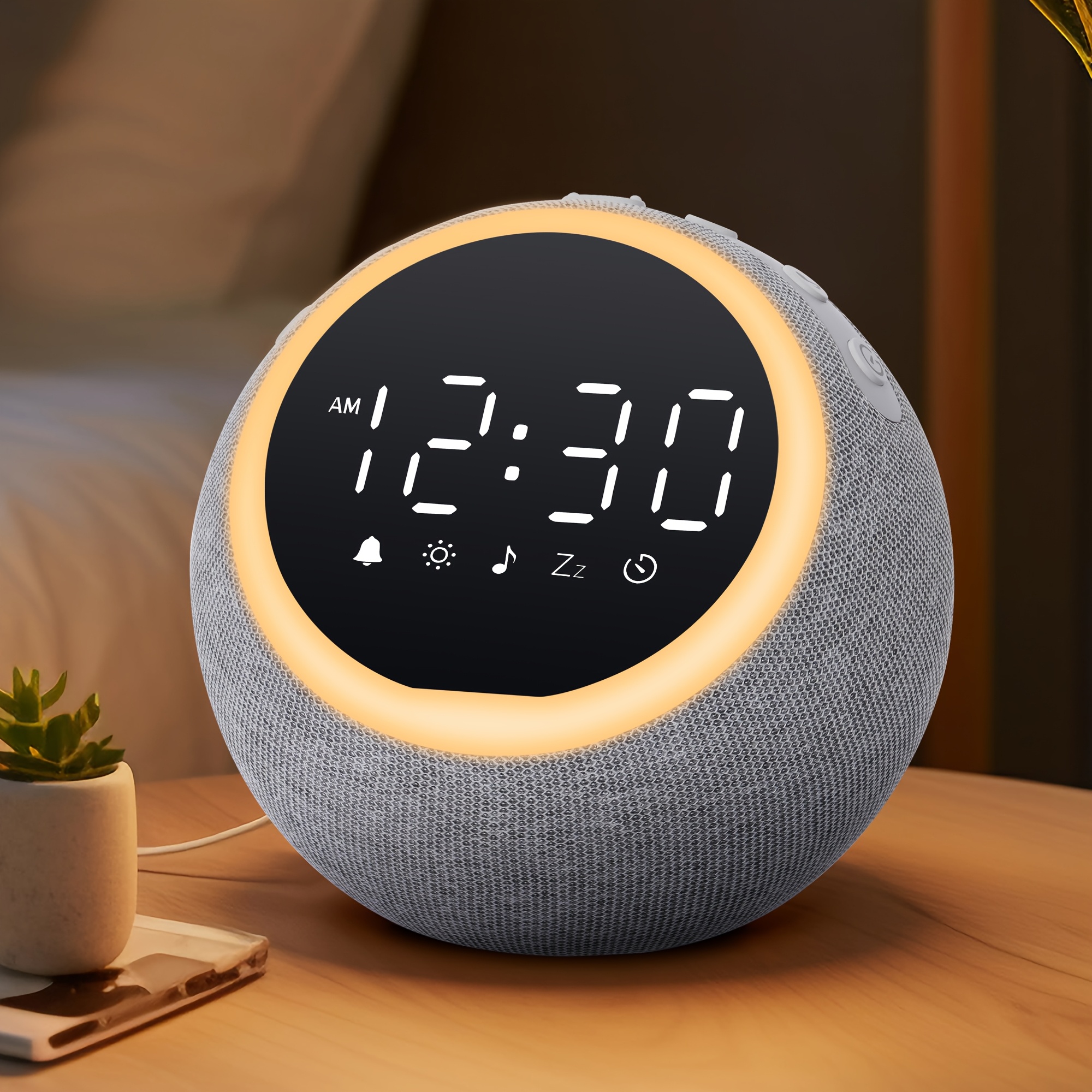 Sunrise Lamp White Noise Alarm Clock - Dimmable Night Light, Sleep Companion Timer With Optional White Noise, Soft Music, Sunrise Simulation, Gentle , Button Battery - Aid For Seniors' Bedrooms