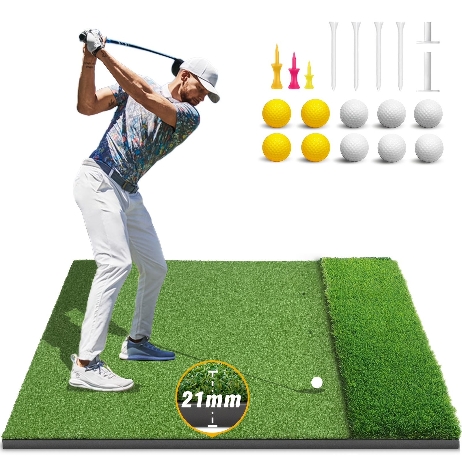 5x4  dual turf golf hitting mat for indoor outdoor use features thickened grass high elastic non slip base and multiple turf options   golf gift for men dad husband and golfers