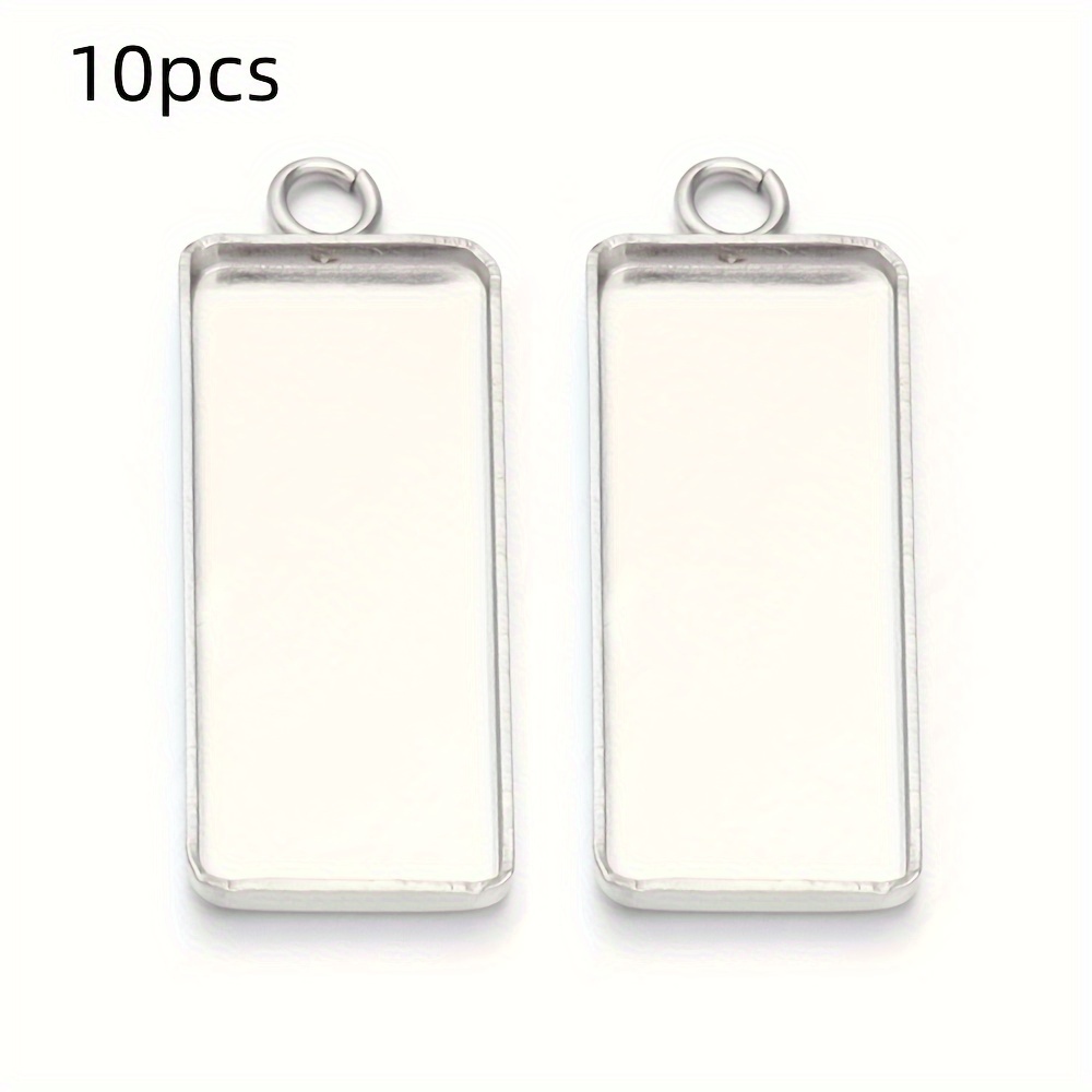 E-shop 10 Stück Edelstahl Rechteckige Tablett Anhänger Uhr Edelstein Basis mit Zusätzen