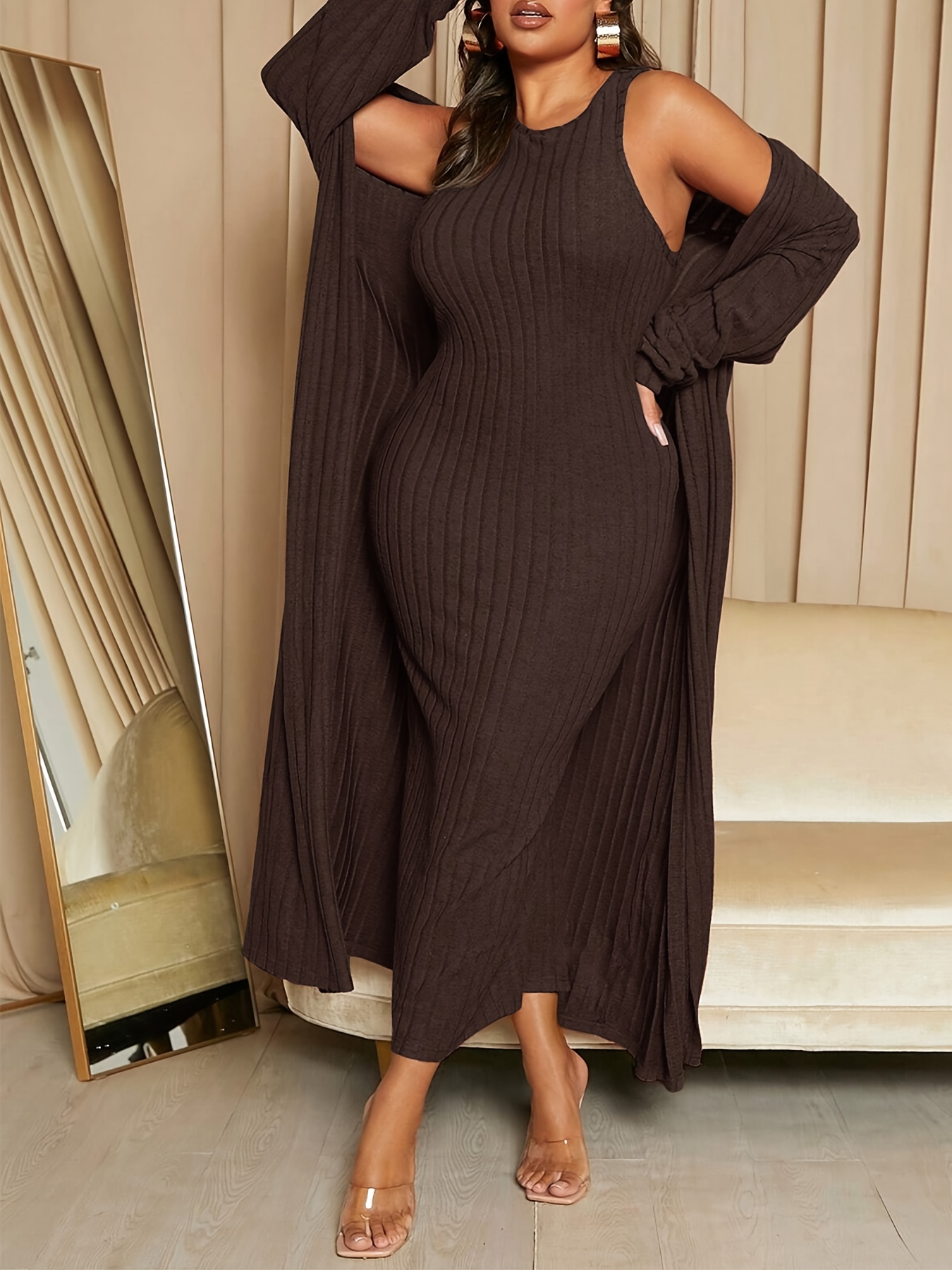 plus size elegant lounge set women' ribbed round neck Temu Germany