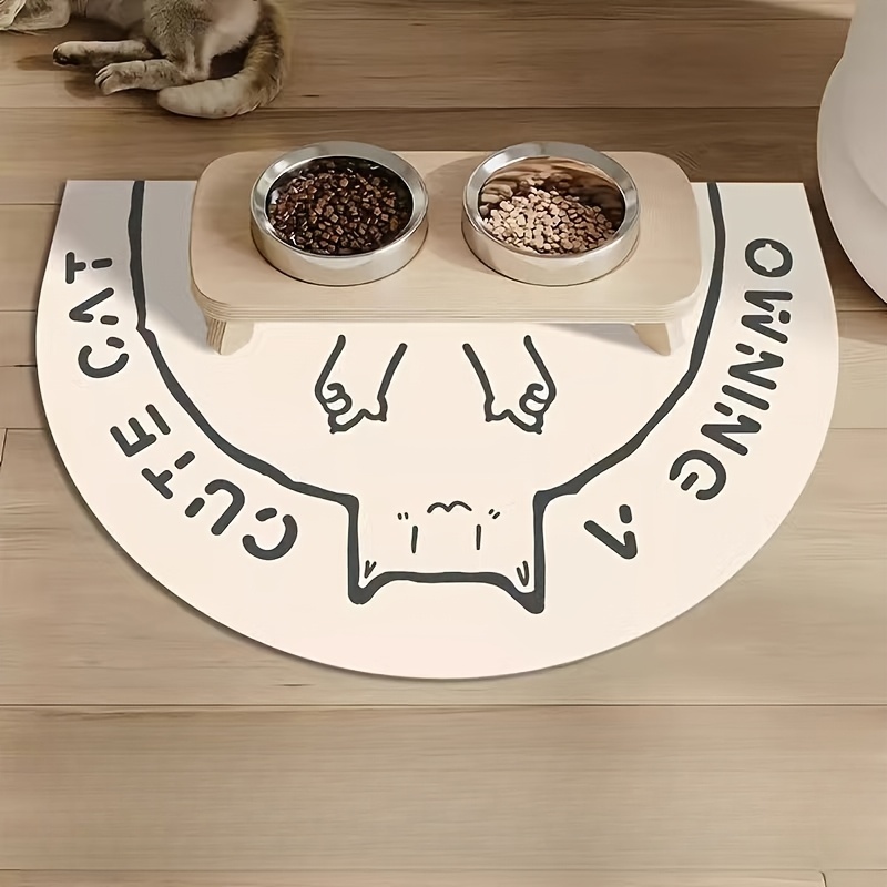A Single Piece Pet Feeding Mat Made of   Mud, Designed for Cats And Dogs - Featuring Cute Animal Patterns, Spill-Proof, Quick-Drying, And Washable.