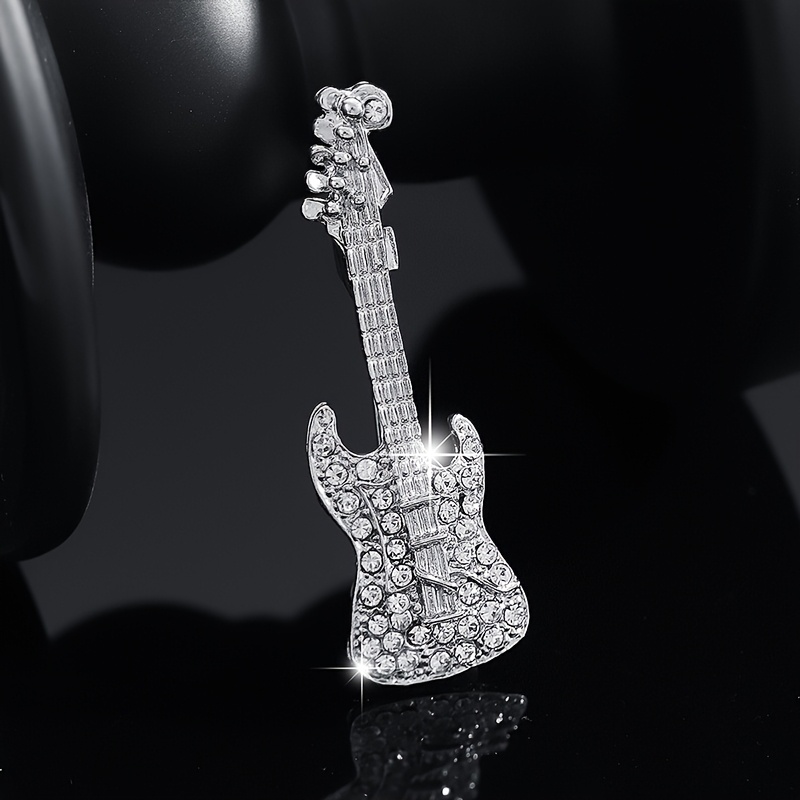TEMU Una elegante broche de guitarra que transmite un de lujo y sofisticación, adecuado para hombres como para mujeres como un accesorio de moda