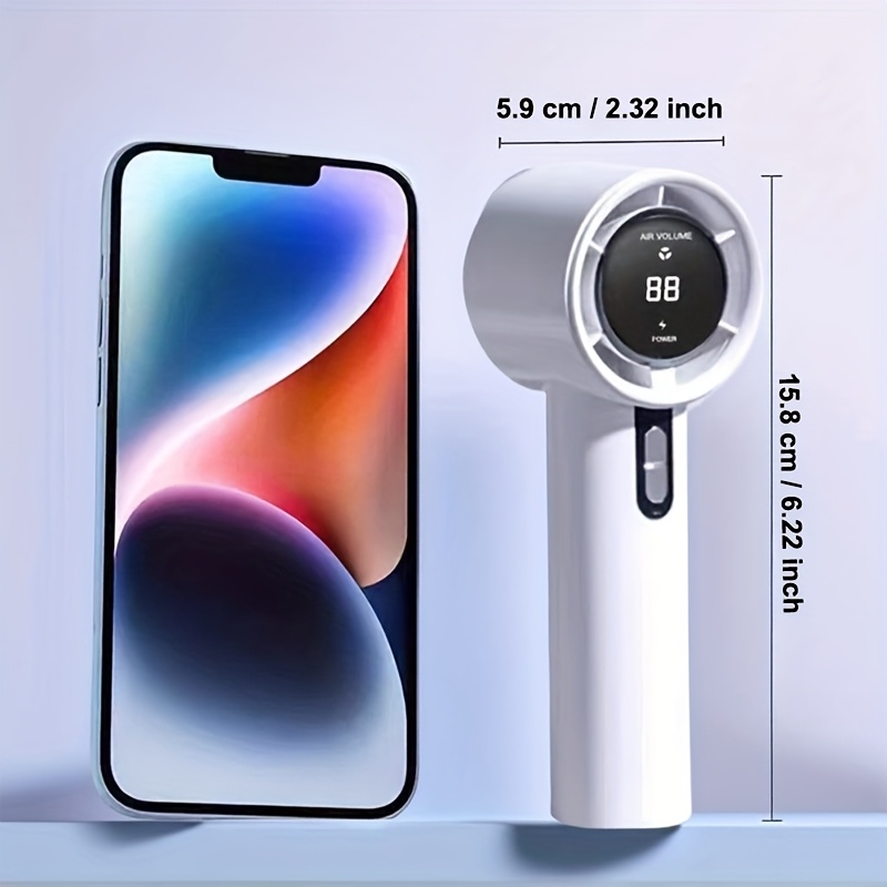 1pc Rechargeable Handheld Turbo Fan - Portable USB Rechargeable Fan with 13000 RPM High-Speed Adjustable 100 Speeds, Compact Face Cooling for Indoor/Outdoor Use, Includes Free Lanyard, Sleek Handheld Cooler