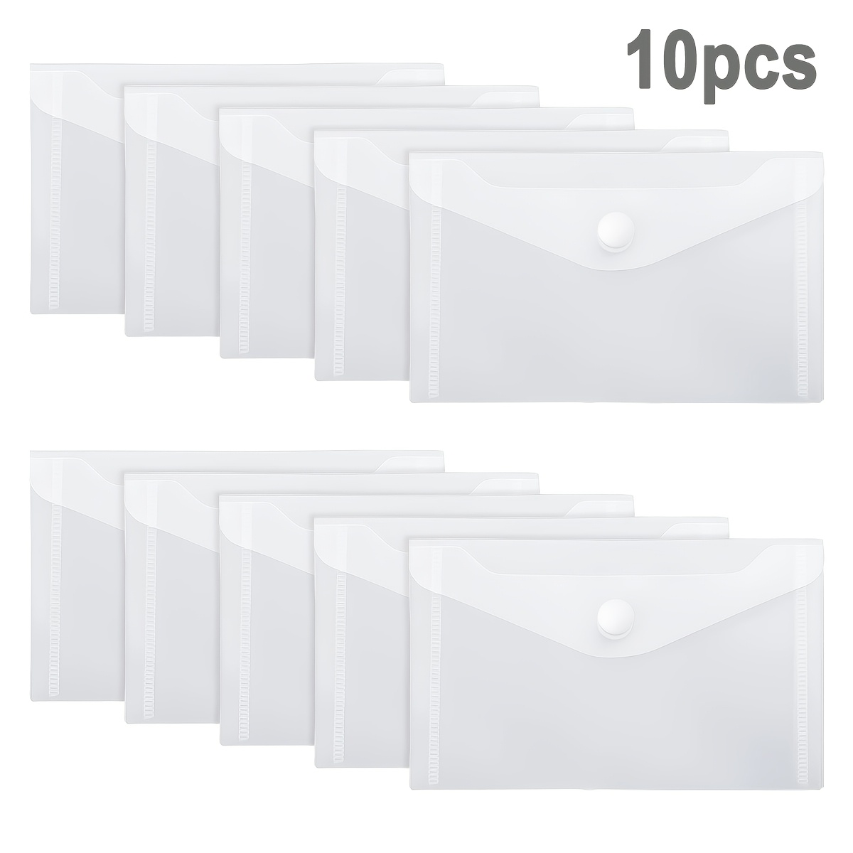 TEMU 10pcs Plastic Envelopes With Snap Closure Suitable For Stamp, Die, Coupon, Receipt Storage - Snap-fit Pockets, Plastic Holders For Scrapbooking,