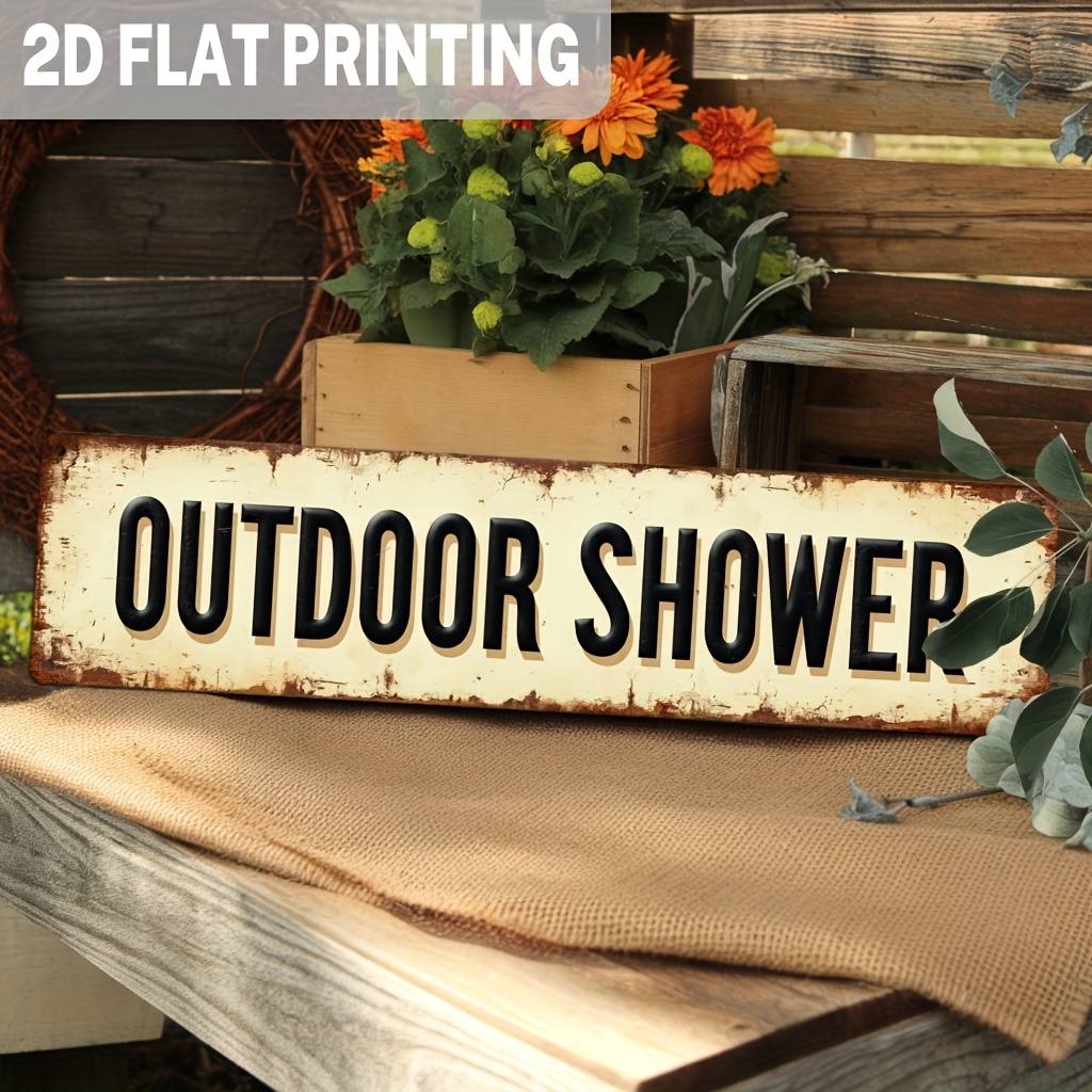 TEMU 2D Flach, , rustikales Outdoor-Duschschild, Wanddekoration im Sommerstil, Wandbehang, rustikale Dekoration für Badezimmer, Terrasse, Hinterhof,