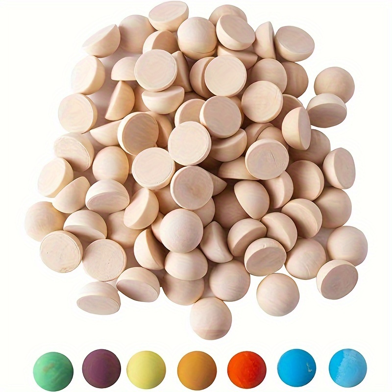 

100pcs Set 20mm Wood Color Half Wooden Loose Beads For Jewelry Making Diy Handmade Crafts Decorative Accessories