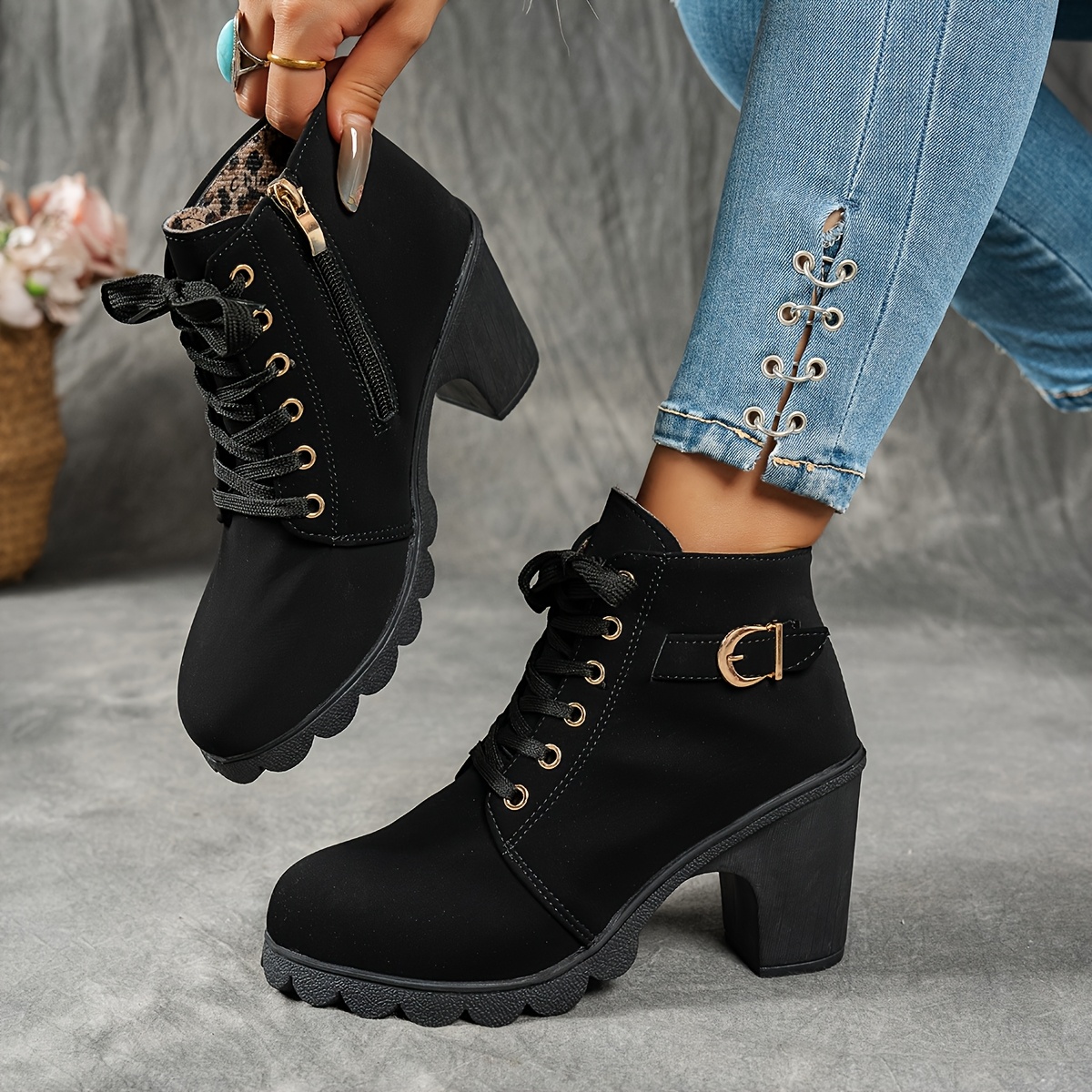 magimobo womens   heel ankle boots with side zipper comfortable   cover decorative   design   versatile casual shoes for casual attire chunky heel versatile ankle boots decorative   boots synthetic cover boots black cn35 eu35 10