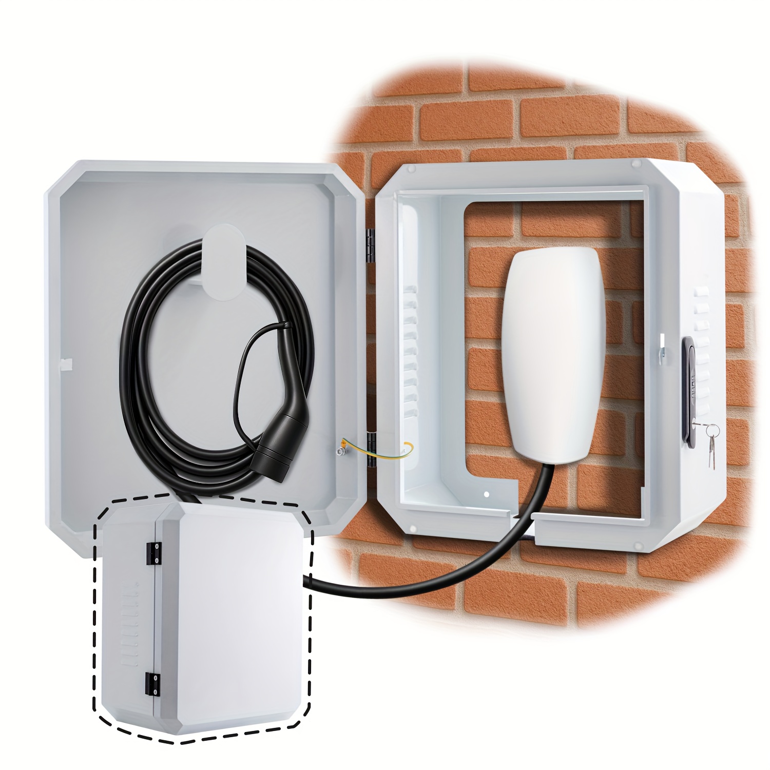Jawjut Wall Charger Station Box For Tesla Gen 3 - Waterproof & Dustproof Outdoor/Indoor Cable Organizer