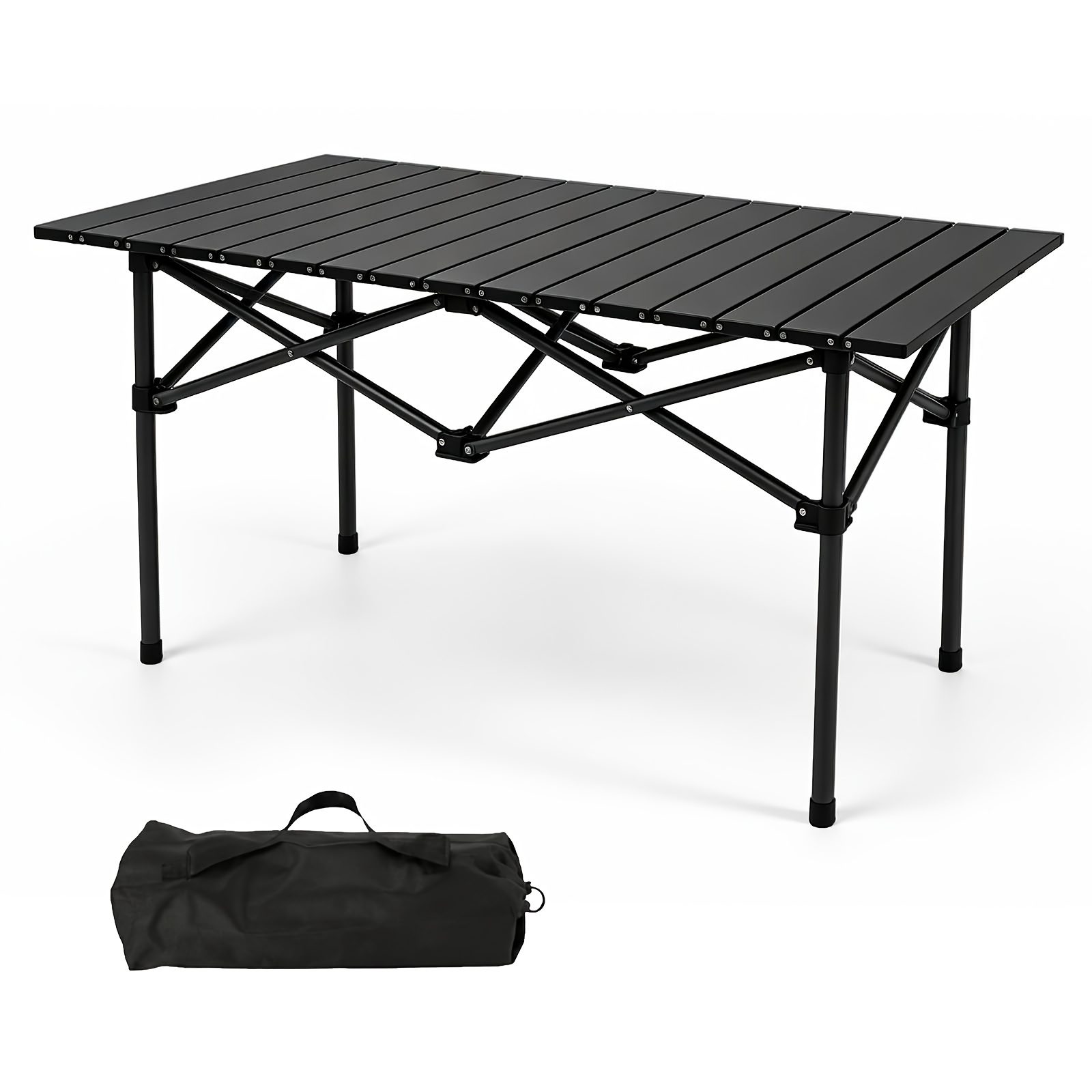 TEMU Portable Folding Table Lightweight Compact Picnic Table Suitable For Outdoor, Travel, Bbq, Desk Use - Minimalist Folding With Stackable Legs,