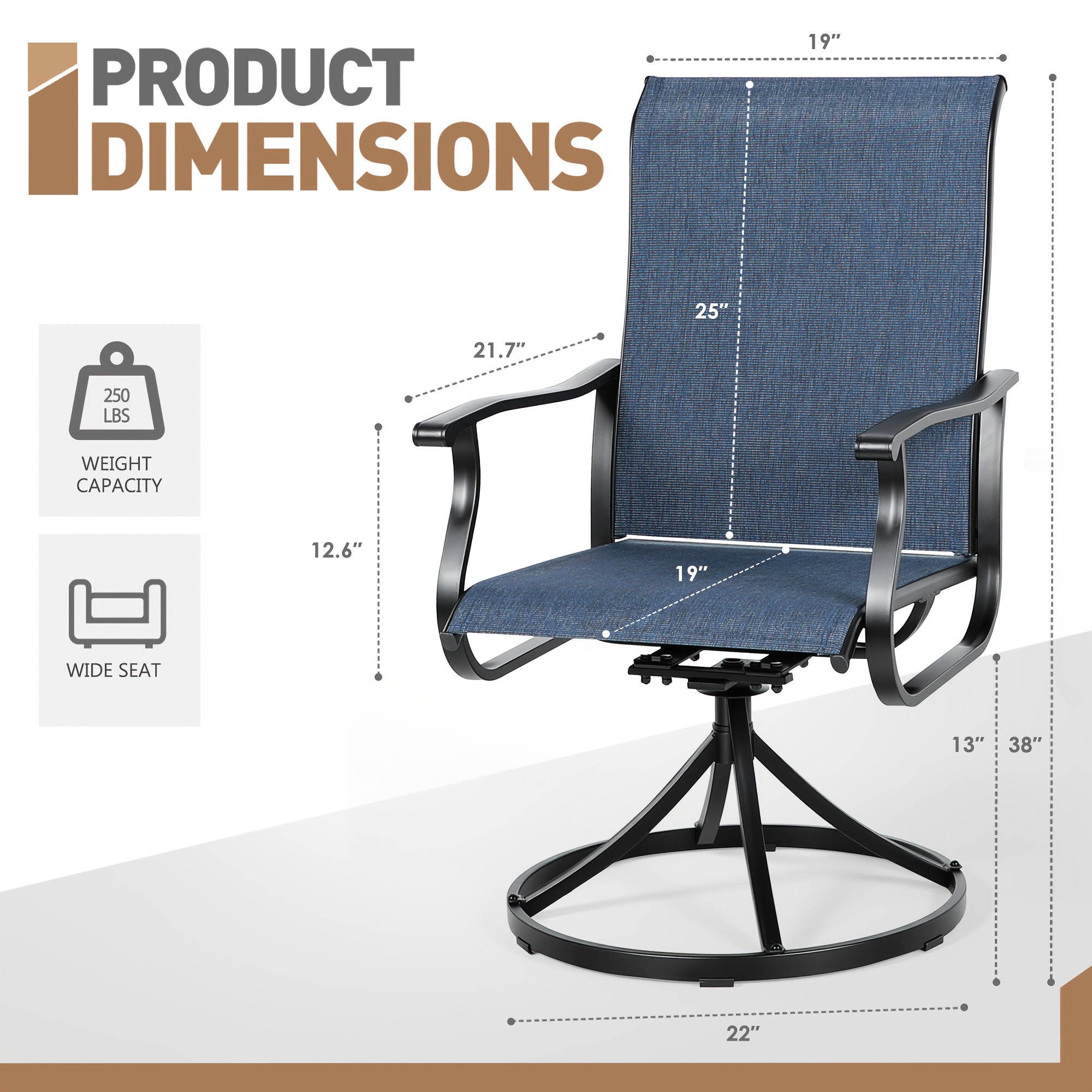 Patio Swivel Chair Set Of 2/4/6 Outdoor Dining Chairs W/High Back And Breathable Textilene, 350 LBS Capacity, All Weather Patio Rocking Chairs for Garden Backyard Deck
