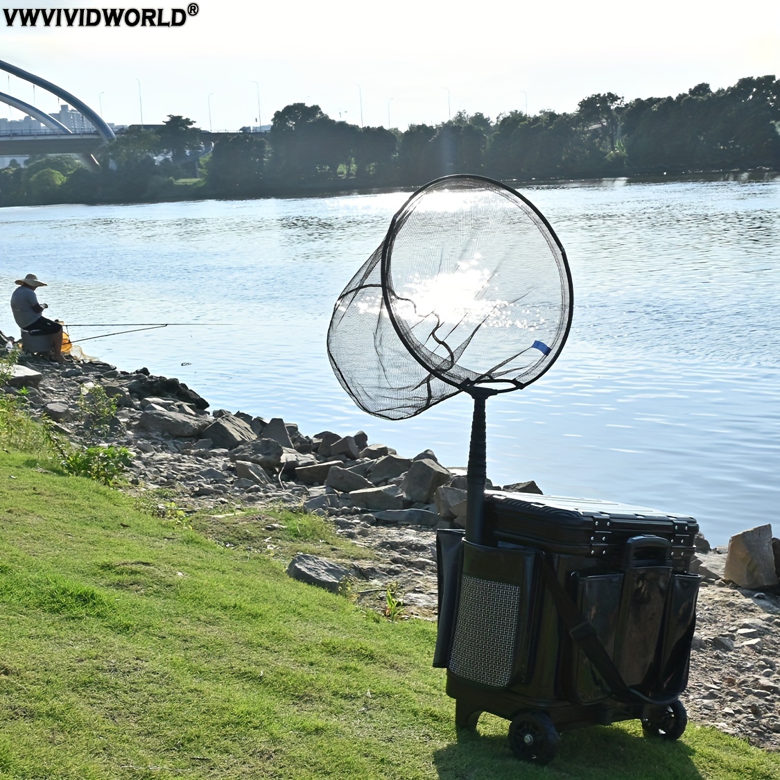 Carbon Fiber Fishing Hand Net with Telescopic Pole, 1.8-3.45m Portable Outdoor Fishing Tackle, Aluminum Alloy Landing Net for Anglers, Black