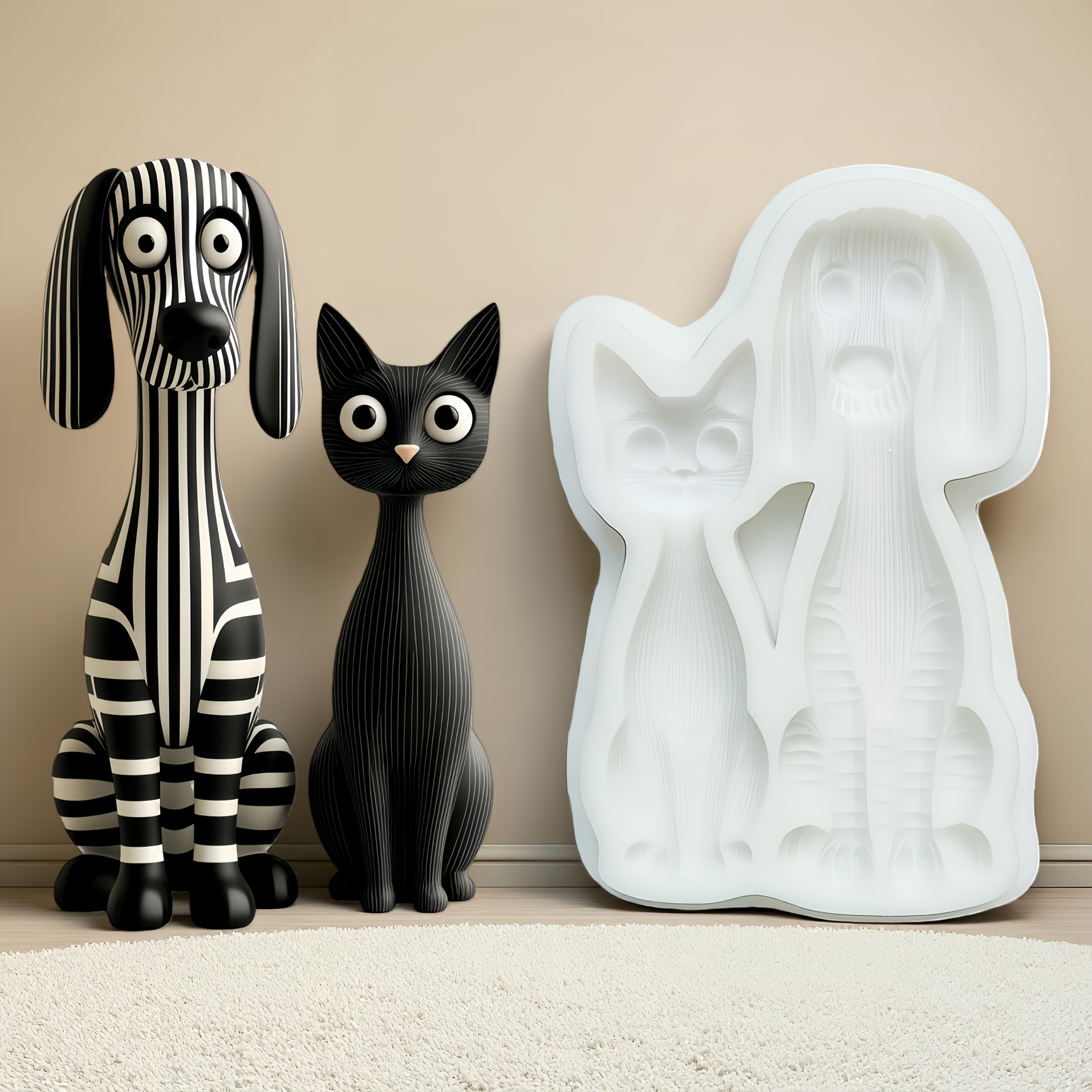 Image of 1pc, Cartoon Style Cat And Dog Shaped Cake Mold, Creative Shaped Cake Mold, Cat And Dog Shaped Kitchen Baking Supplies
