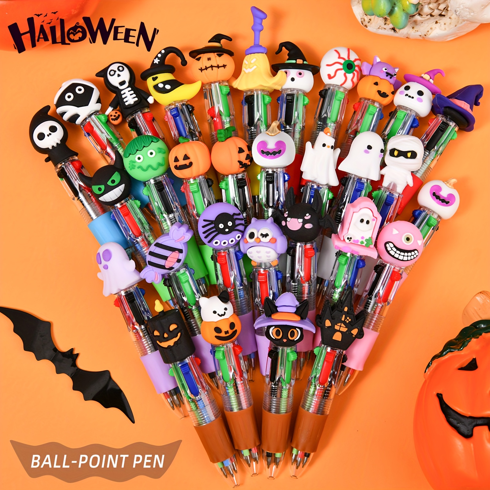 15 30pcs creative simple cute back to school retractable ballpoint pens   color ballpoint pens cute cartoon halloween gifts colorful pens for students random colors Product details 2