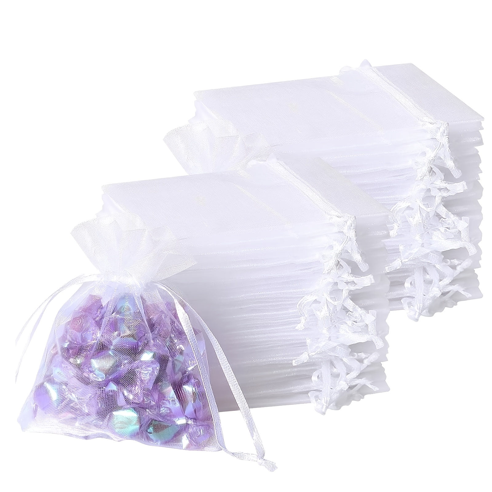 TEMU 40 Small-sized Organza Bags, Solid Color 9*12cm Transparent Organza Gift Bags, Favor Bags, Jewelry Bags, For Parties, Weddings, Candy Jar Sample