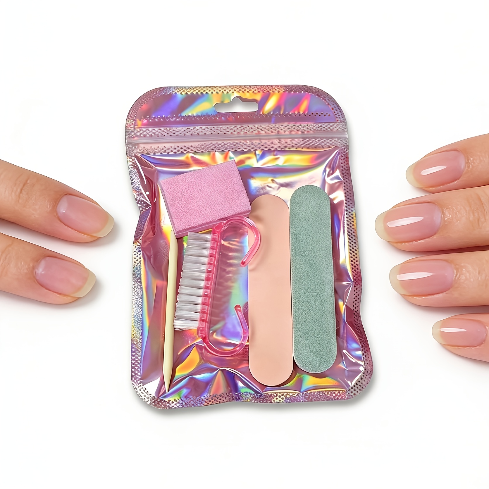 5pcs Nail Art Tool Set, Includes Nail Brush & Files