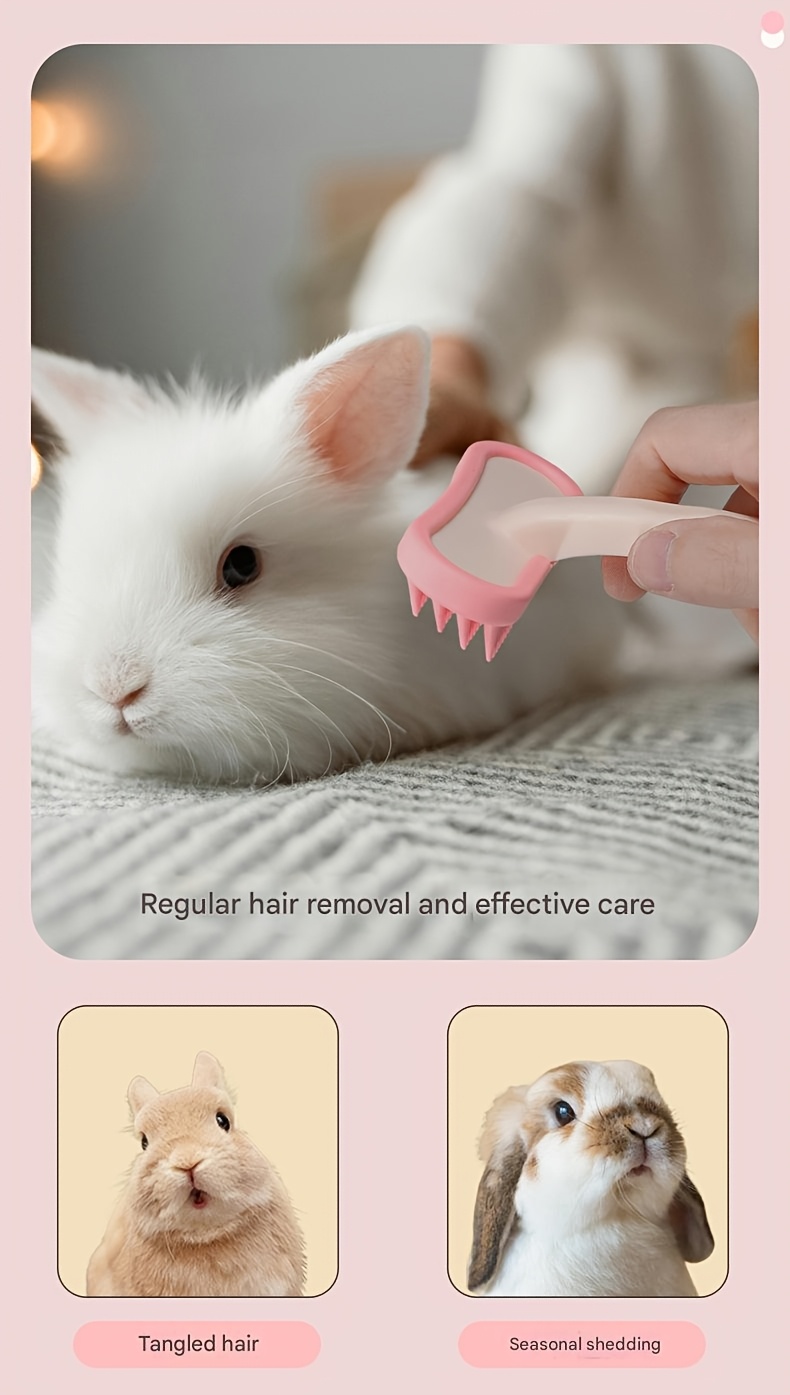 pet silicone massage brush soft anti static detangling brush for   rabbits gentle non   grooming tool durable plastic handle with pink   ideal for short long hair pets Product details 5