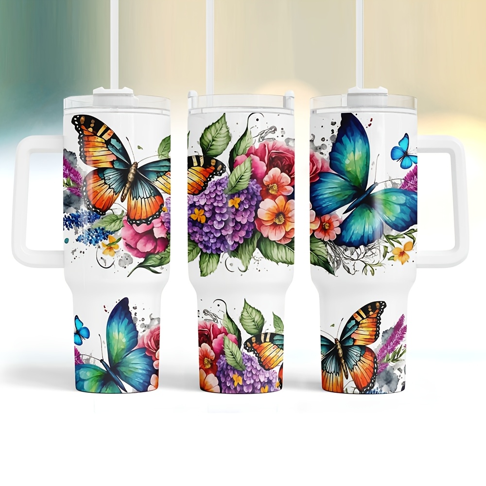 

2pcs Floral & Pattern Uv Dtf Transfer Paper For 40oz Glass Cups Uv-printed - Waterproof & -resistant, Diy Decoration Kit For Tumblers, Coffee Mugs & More