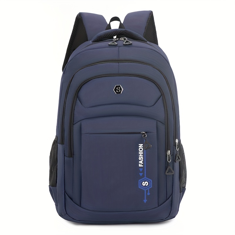 TEMU Stylish Nylon Backpack - Large Capacity, Casual & Business Laptop Compartment, Adjustable Straps, Durable Zip Closure