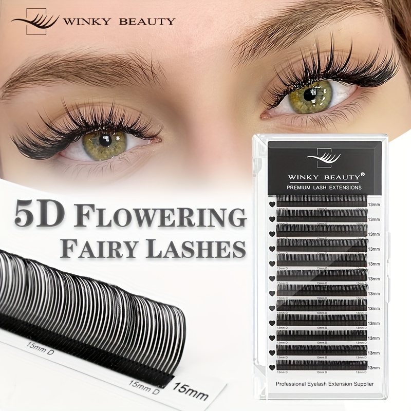 

Beauty 5d Flower Fairy Lashes - Soft, Natural-looking Individual Extensions, Premade Fans, Styles (0.07mm Thickness), D , 12