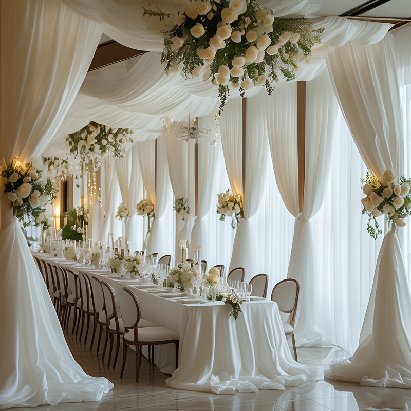 A 29.9-foot Long Transparent Sheer Fabric For Wedding Arch Decoration, For Ceremony Reception Decor, Versatile Sheer Backdrop, Bridal Shower, Anniversary, And Shower