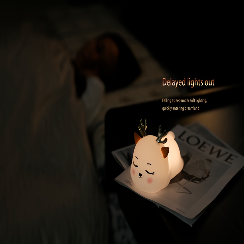 bedroom   sleeping ambient night light   little animal elk style gradient 7 color night light usb type 1200mah lithium battery with large capacity   bidding farewell to   charging anxiety night light Product details 3